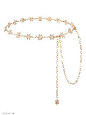 Waist Chain Belt Women Rhinestone Gold Dress Belts Plus Size